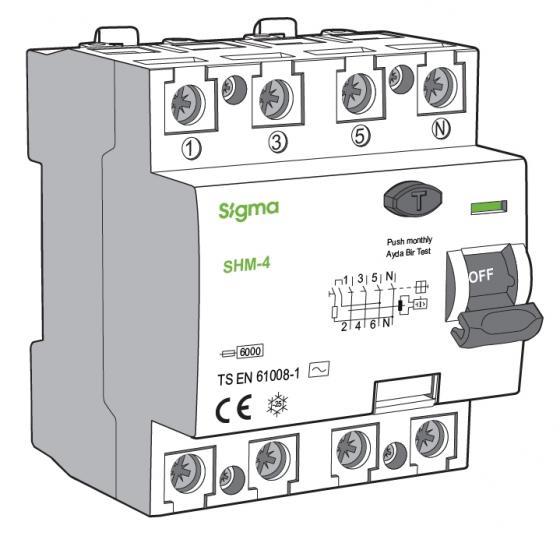 SGM4100300 Sigma 4P  100A Kaçak Akım Koruma Şalteri (AC Tipi) 10kA 300mA