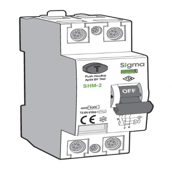 SGM2025030 Sigma 2P  25A Kaçak Akım Koruma Şalteri (AC Tipi) 10 kA 30mA